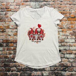 "Love You Gnomie" Women's Fitted T-Shirt - Valentine - Size Large